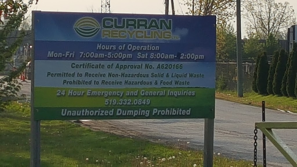 Curran Recycling Ltd | 526 McGregor Side Rd, Sarnia, ON N7T 7H5, Canada | Phone: (519) 332-0849