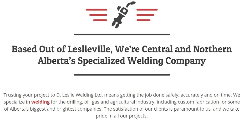 D Leslie Welding | 390045 AB-761, Leslieville, AB T0M 1H0, Canada | Phone: (403) 844-6219