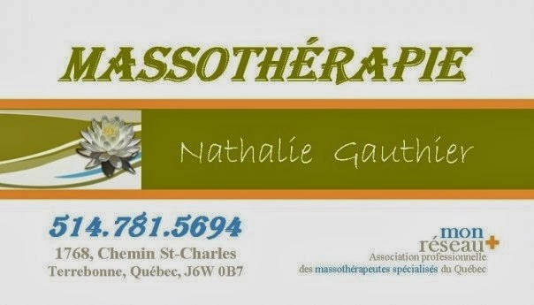 massothérapie Nathalie Gauthier Orthothérapeute | 1768 Chem. Saint-Charles #203, Terrebonne, QC J6W 5X9, Canada | Phone: (514) 781-5694