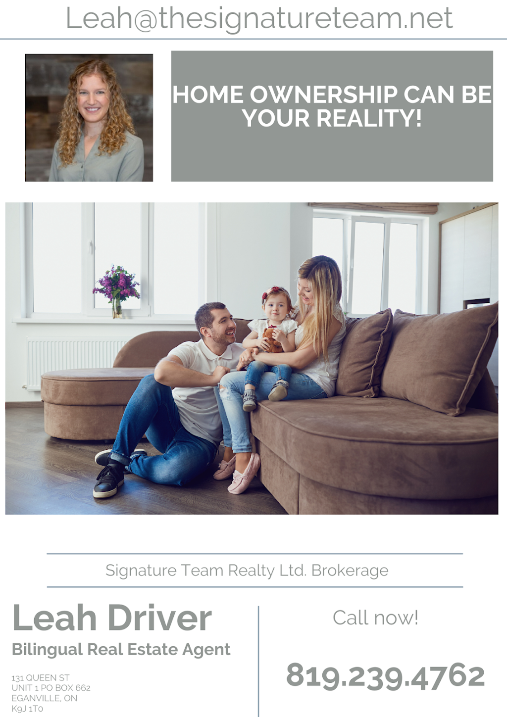 Leah Driver | BOX 662, 131 Queen St, Eganville, ON K0J 1T0, Canada | Phone: (819) 239-4762