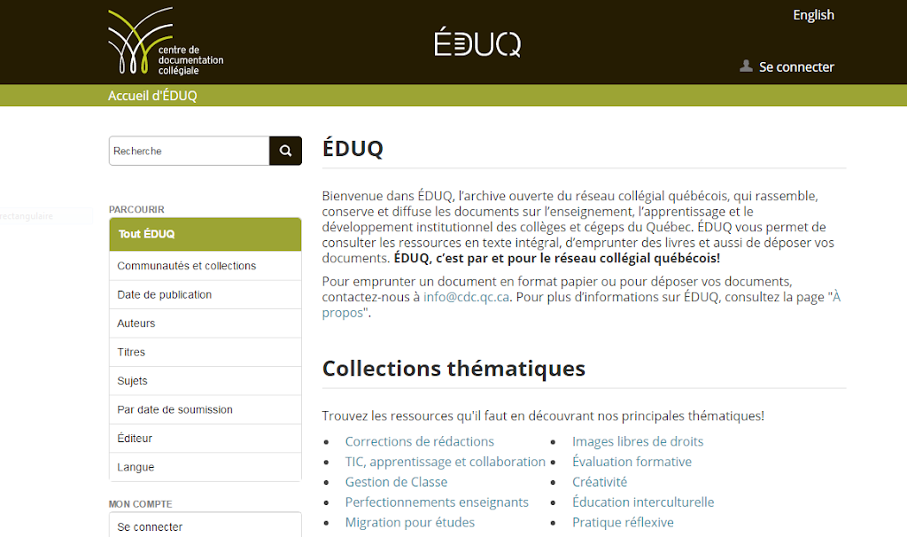 Centre de documentation collégiale (CDC) | 1111 Rue Lapierre, Montréal, QC H8N 2J4, Canada | Phone: (514) 364-3327