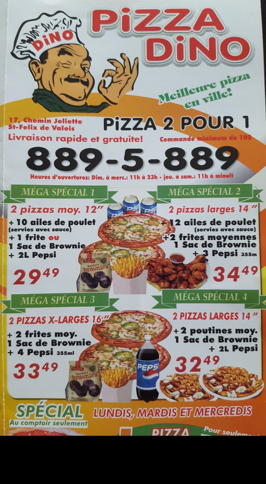 Pizza Dino | Saint-Félix-de-Valois, QC J0K, Canada | Phone: (450) 889-5889