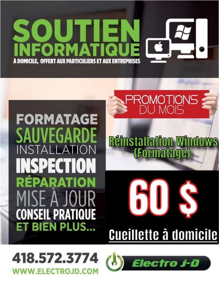 Électro J-D - Réparation Ordinateur - Entretien Informatique | 20496 Boul. Henri-Bourassa, Québec, QC G2M 1L2, Canada | Phone: (418) 572-3774