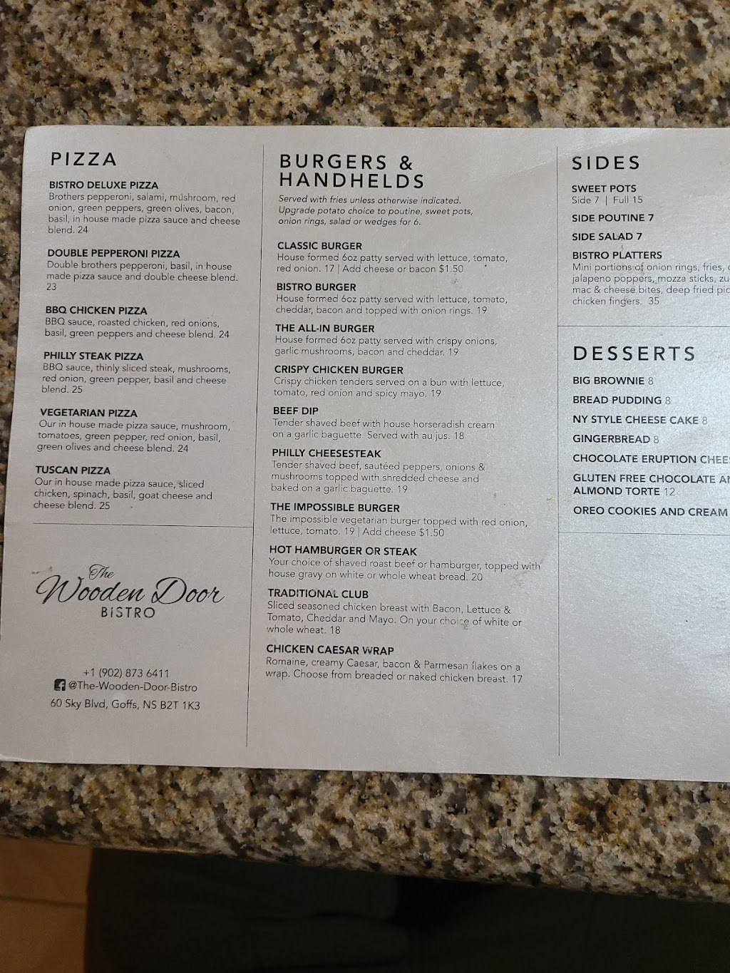 The Wooden Door Bistro | 60 Sky Blvd, Goffs, NS B2T 1K3, Canada | Phone: (902) 873-6411
