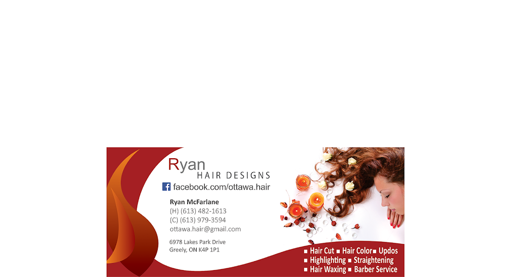 Ryan Hair Designs | 6978 Lakes Park Dr, Greely, ON K4P 1P1, Canada | Phone: (613) 979-3594