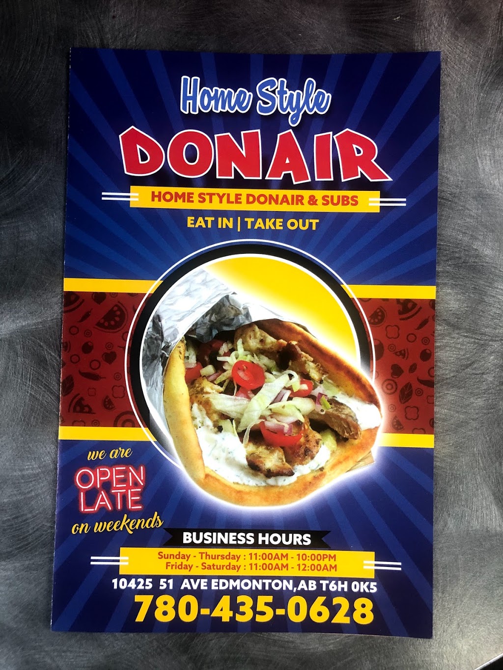 Home Style Donair & Subs | 10425 51 Ave NW, Edmonton, AB T6H 0K5, Canada | Phone: (780) 453-0628