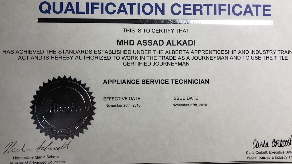 Appliances Repair(Journeyman) | 13020 128 St NW, Edmonton, AB T5L 1E5, Canada | Phone: (780) 244-1889