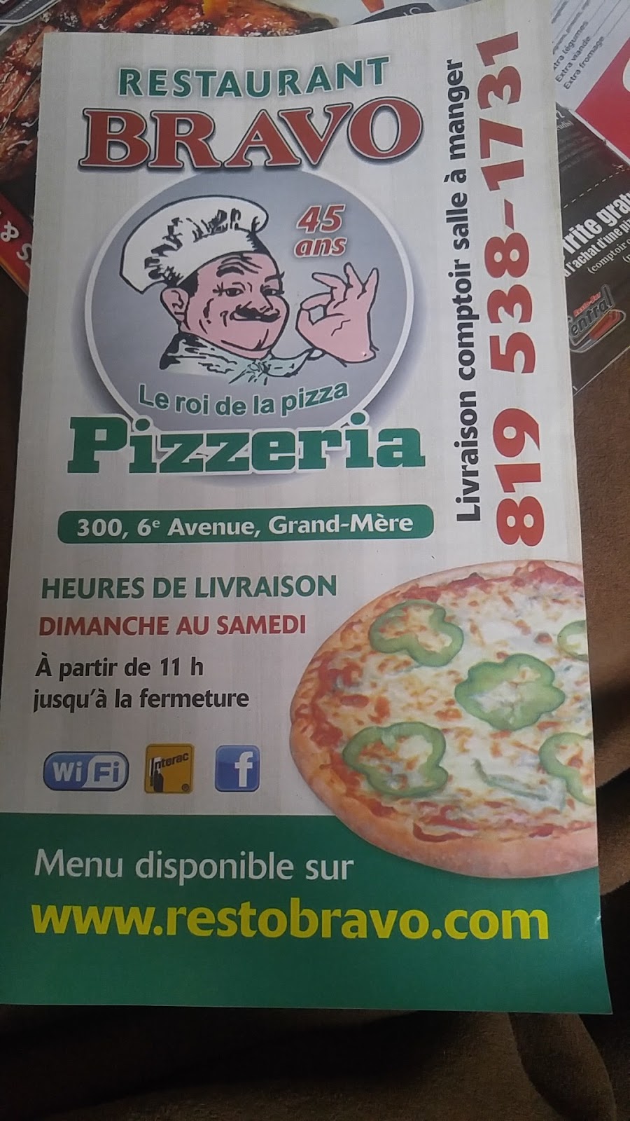 Restaurant Bravo Pizzeria | 300 Avenue de Grand-Mère, Grand-Mère, QC G9T 2G9, Canada | Phone: (819) 538-1731