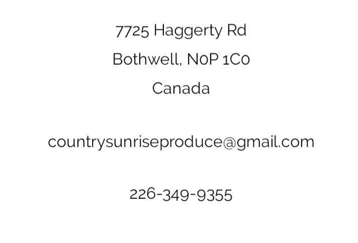 Country Sunrise Produce | 7725 Haggerty Rd, Bothwell, ON N0P 1C0, Canada | Phone: (226) 349-9355