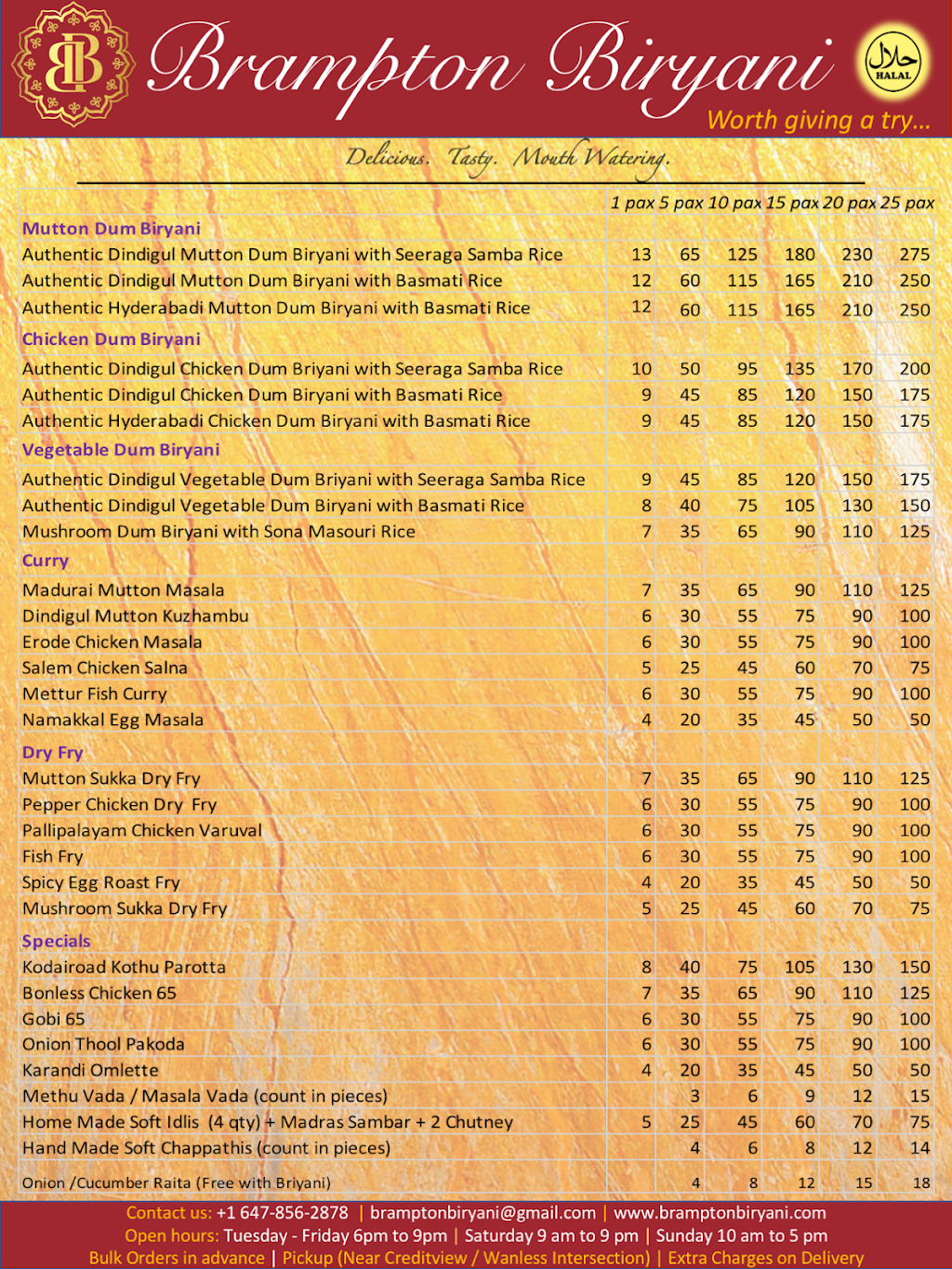 Brampton Biryani | Creditview Rd &, Wanless Dr, Brampton, ON L7A 0A8, Canada | Phone: (647) 856-2878