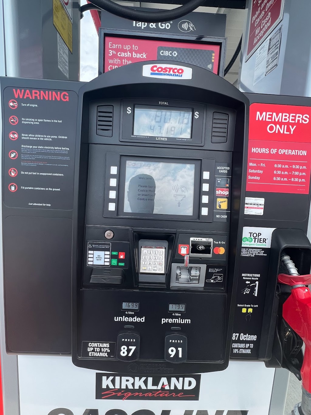 Costco Gas Station | 90 Windfields Farm Dr W, Oshawa, ON L1H 7K4, Canada | Phone: (289) 316-4489