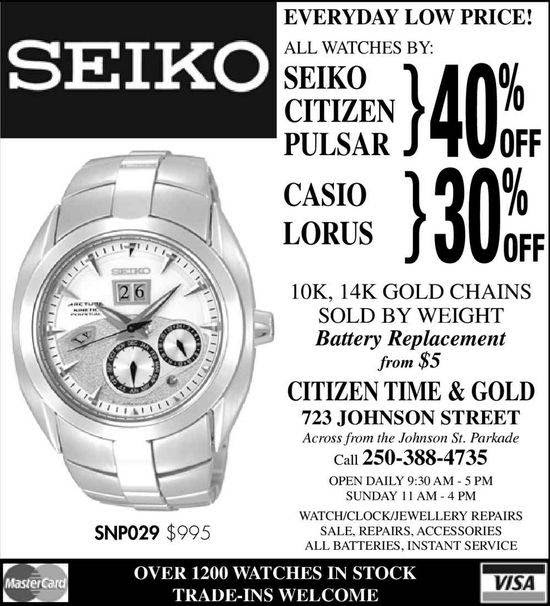 Citizen Time & Gold Ltd. Watch Repairs | 723 Johnson St, Victoria, BC V8W 1M8, Canada | Phone: (250) 388-4735