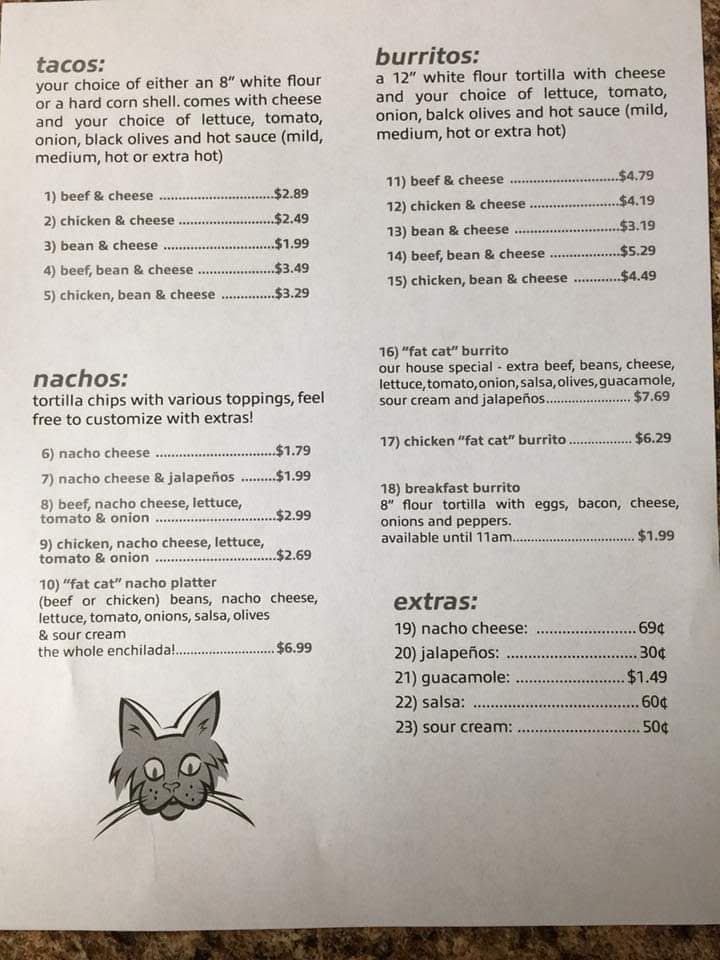 TACOCAT | 72 S Cascade Dr, Springville, NY 14141, USA | Phone: (716) 794-3235