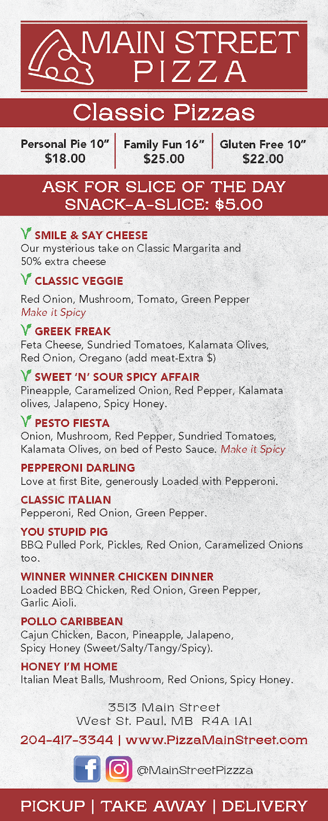 Main Street Pizza | 3513 Main St, West Saint Paul, MB R4A 1A1, Canada | Phone: (204) 417-3344