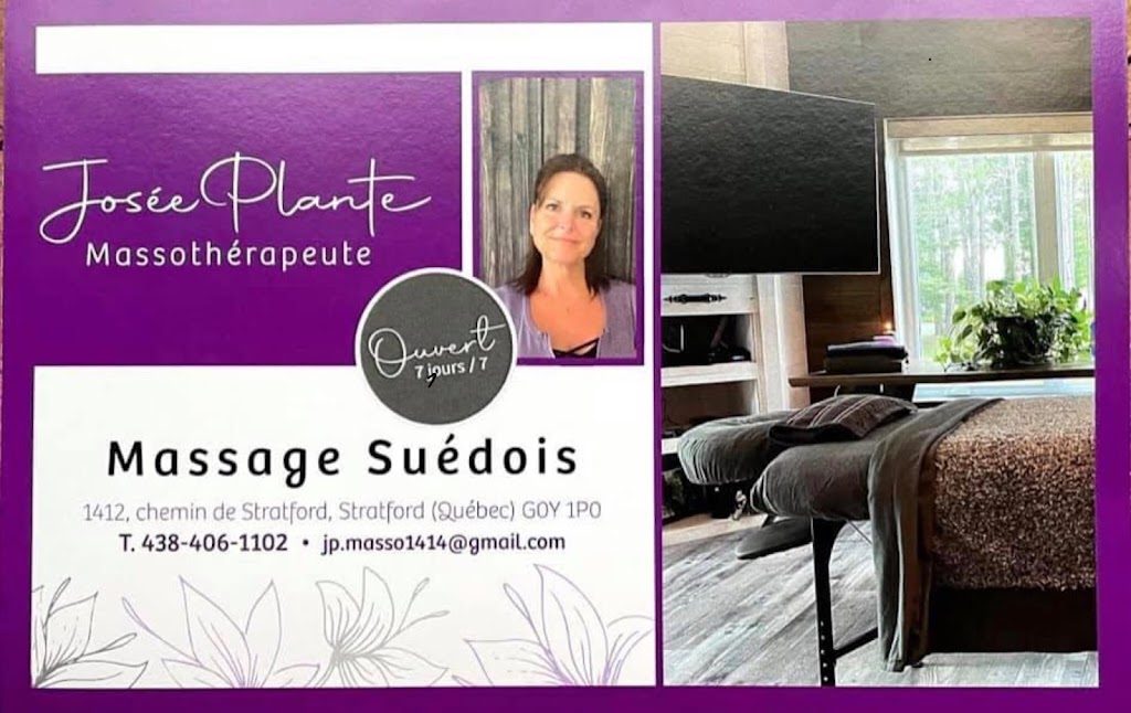 Josée Plante Massothérapeute (en activité depuis 2017) | 1412 Chem. de Stratford, Stratford, QC G0Y 1P0, Canada | Phone: (438) 406-1102