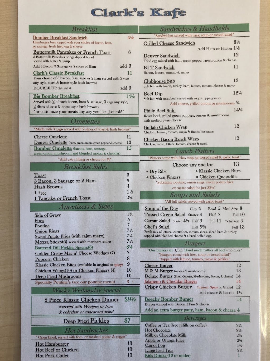 Clarks Kafe | 409 Railway Ave, Beechy, SK S0L 0C0, Canada | Phone: (306) 859-2255