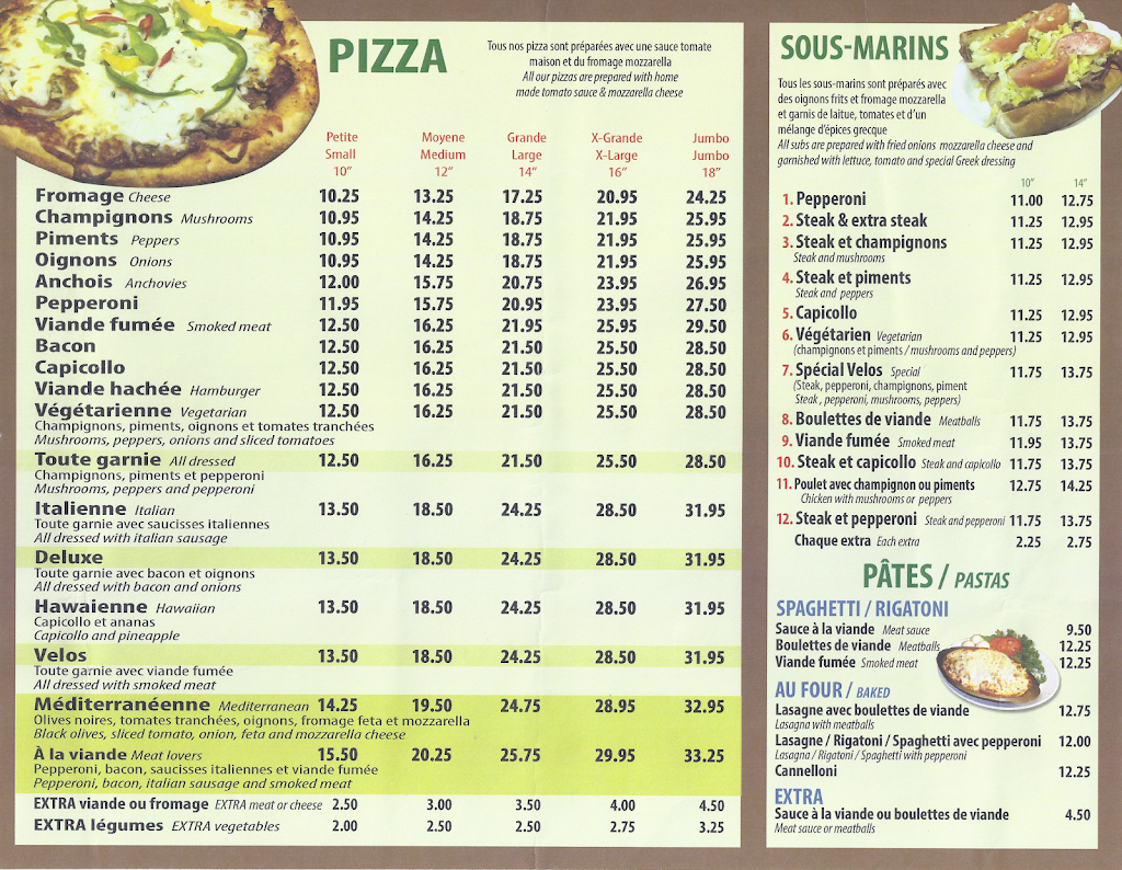 Velos Pizzeria Brochetterie | 83 Avenue Donegani, Pointe-Claire, QC H9R 2W1, Canada | Phone: (514) 695-5313