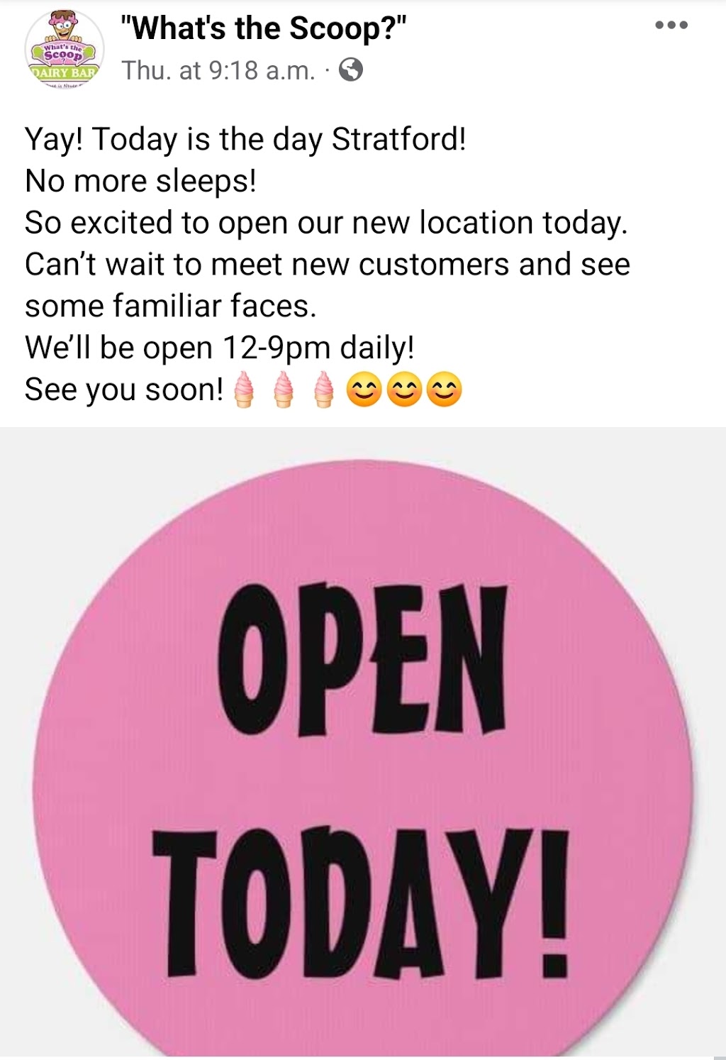 Whats the Scoop? Stratford | 20 Irving Ave, Stratford, PE C1B 3Z5, Canada | Phone: (902) 368-1800