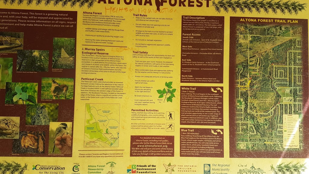 Altona Forest Entrance & Parking | 1883 Altona Rd, Pickering, ON L1V, Canada | Phone: (905) 839-9900