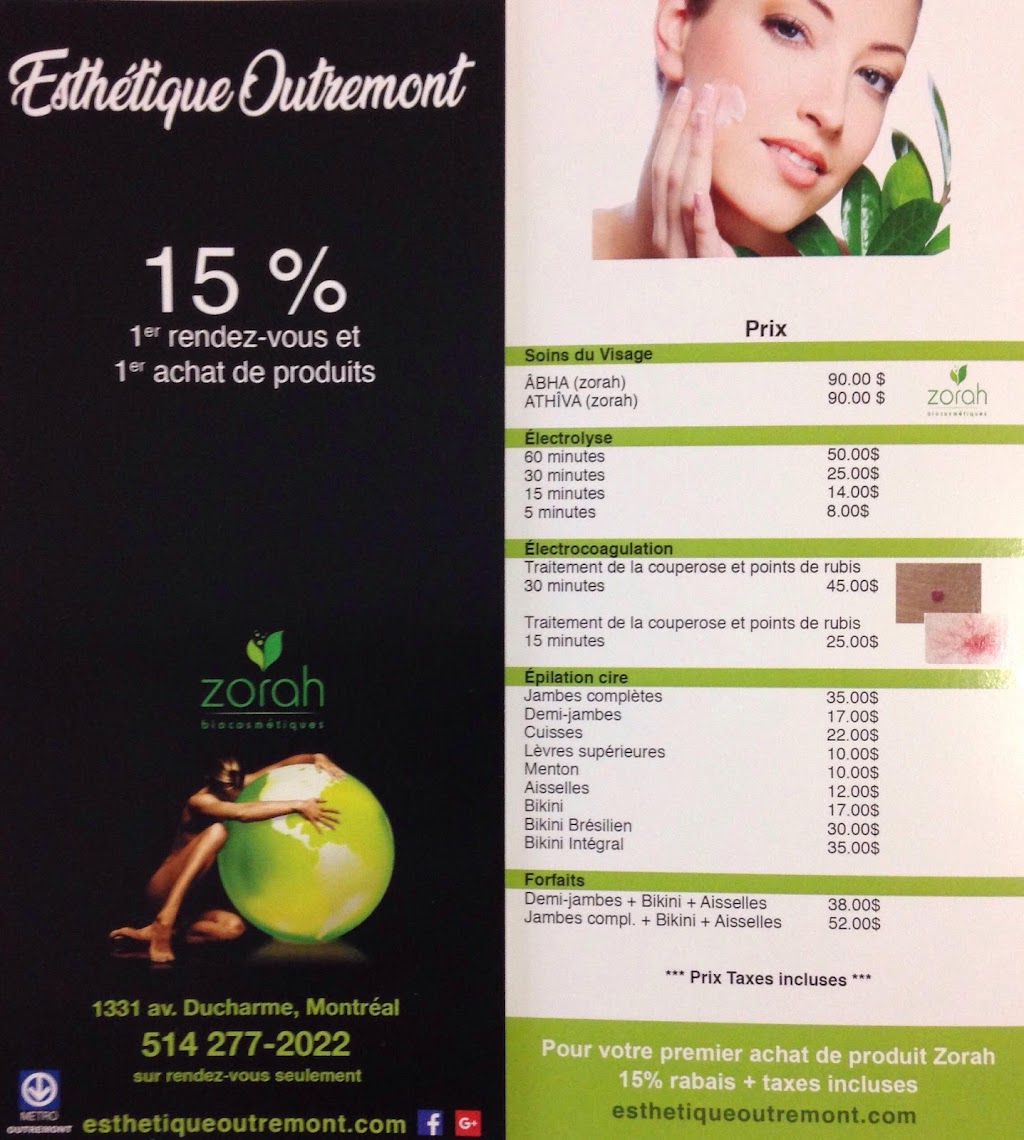 Esthétique Outremont | 1331 Av. Ducharme, Montréal, QC H2V 1E7, Canada | Phone: (514) 277-2022