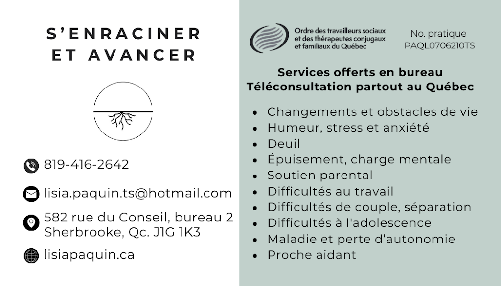 Lisia Paquin, travailleuse sociale | 582 Rue du Conseil, Sherbrooke, QC J1G 1K3, Canada | Phone: (819) 416-2642