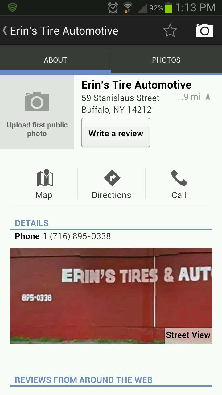 Erins Tire Automotive | 59 Stanislaus St, Buffalo, NY 14212, USA | Phone: (716) 895-0338