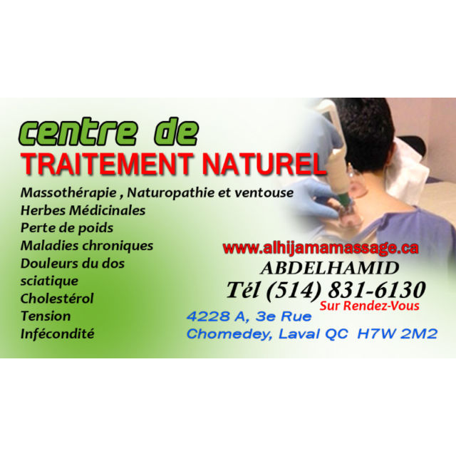 Centre de Traitement Naturel Al hijama Massage | 4228A 3e Rue, Laval, QC H7W 2M2, Canada | Phone: (514) 831-6130