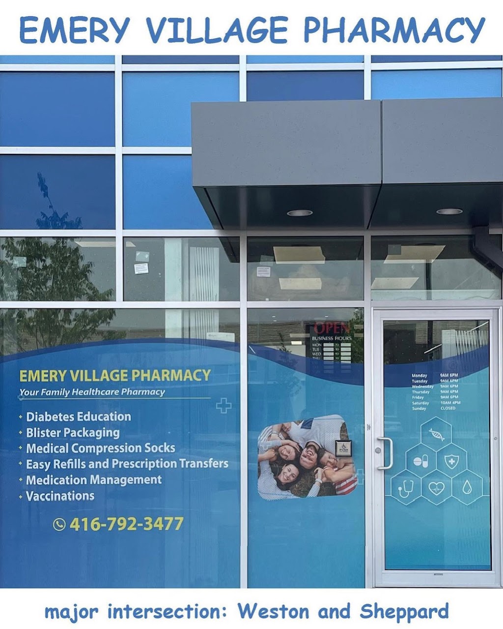 Emery Village Pharmacy | health | 39 Abraham Welsh Rd Unit C6, Toronto, ON M9M 0G6, Canada | 4167923477 OR +1 416-792-3477