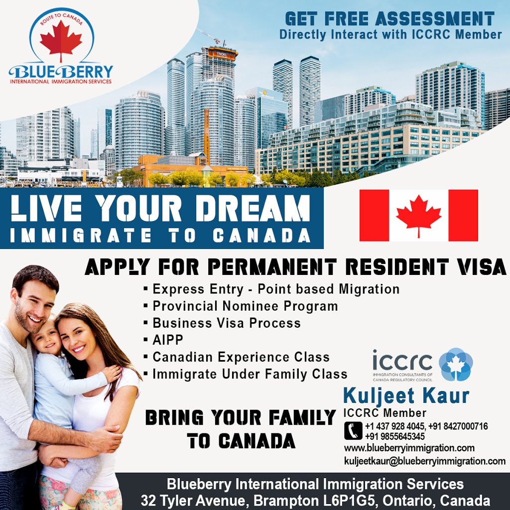 Blueberry International Immigration Services | 32 Tyler Ave, Brampton, ON L6P 1G5, Canada | Phone: (437) 928-4045