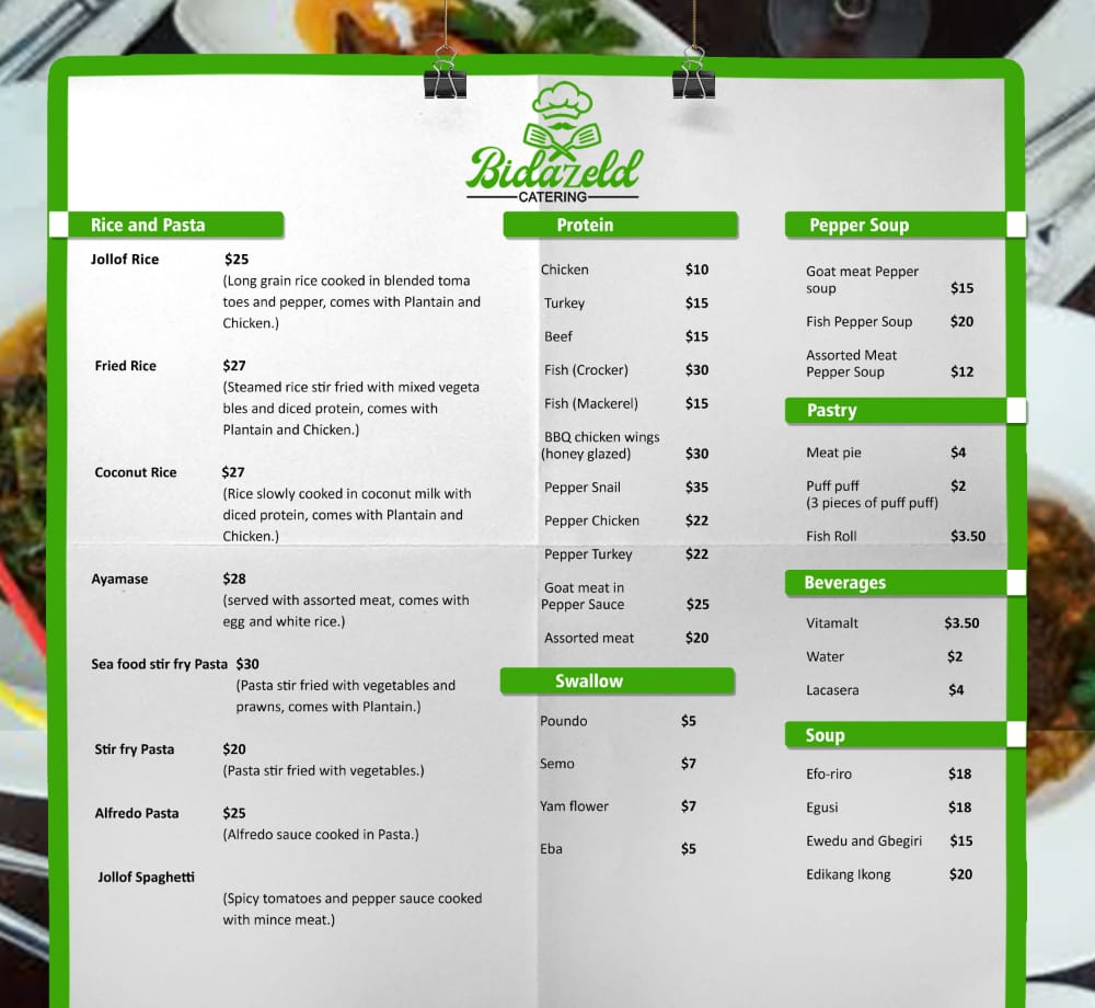 Bidazeld Catering | 3560 St Clair Ave E, Scarborough, ON M1K 0A9, Canada | Phone: (647) 581-6450