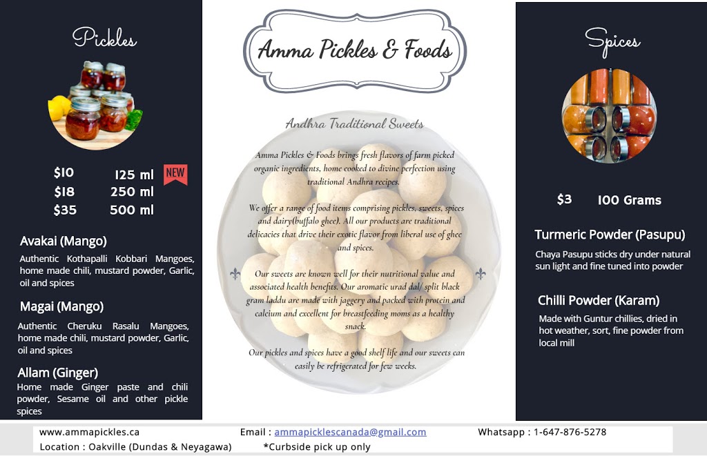 Amma Pickles & Foods | 197 Polly Dr, Oakville, ON L6M 5K2, Canada | Phone: (647) 876-5278
