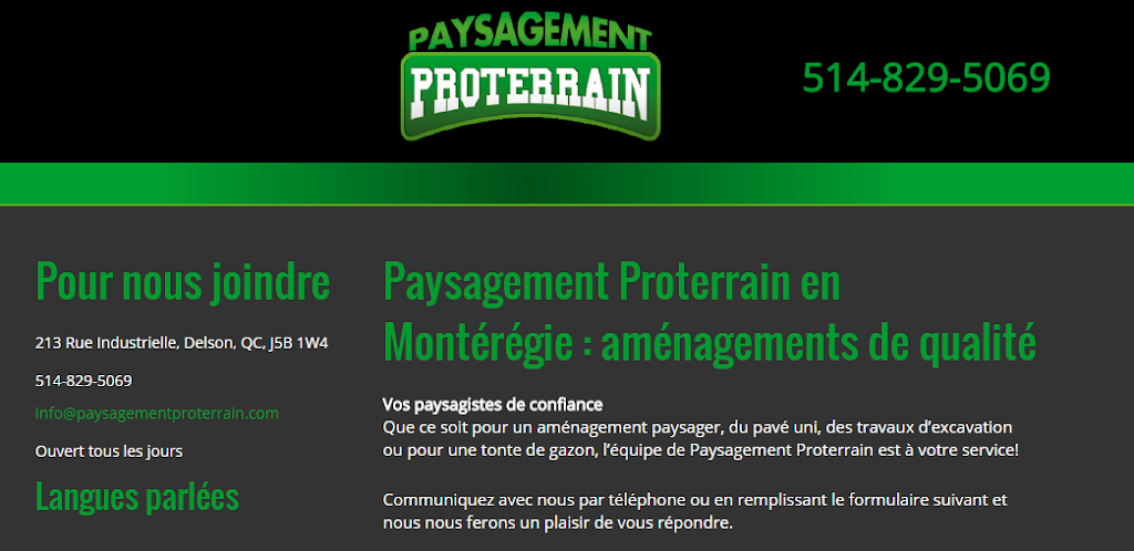 Paysagement Proterrain | 1V3, 115 Rue Goodfellow, Delson, QC J5B 1V2, Canada | Phone: (514) 829-5069