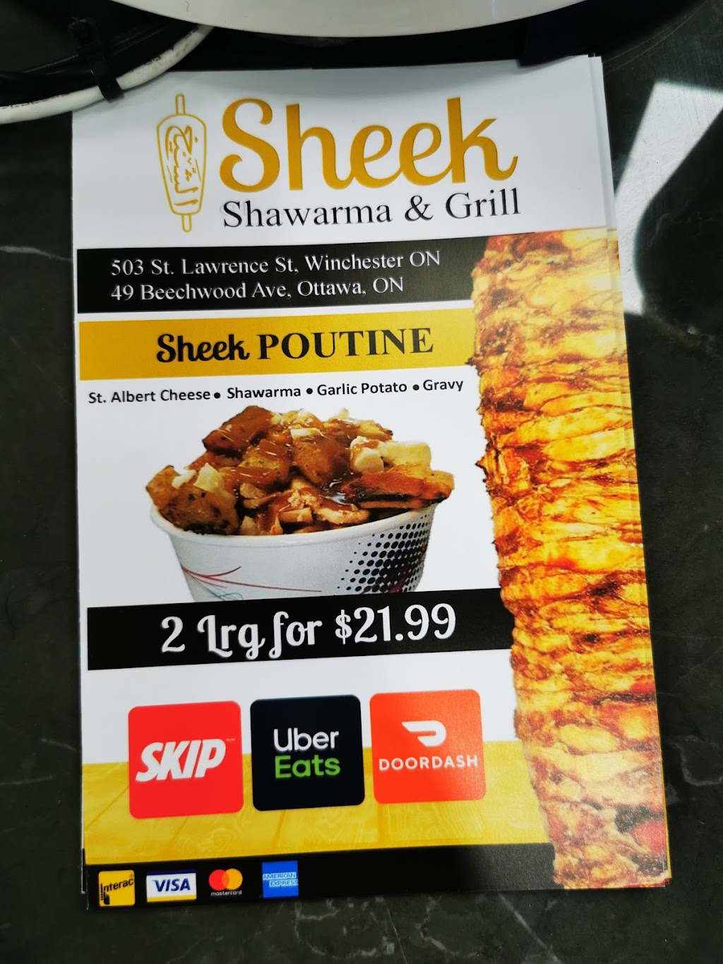 Sheek Shawarma & Grill | 49 Beechwood Ave., Ottawa, ON K1M 1L9, Canada | Phone: (613) 740-0001