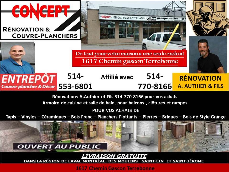 Entrepôt Couvre Planchers et Décor | 1733 Chemin Ste Marie, Mascouche, QC J7K 3C2, Canada | Phone: (514) 553-6801