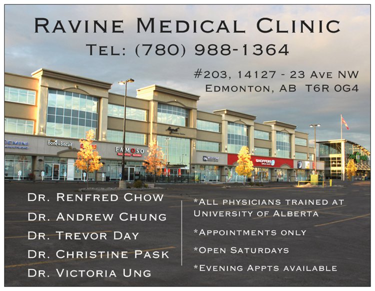 Ravine Medical Clinic | 14127 23 Ave NW #203, Edmonton, AB T6R 0G4, Canada | Phone: (780) 988-1364