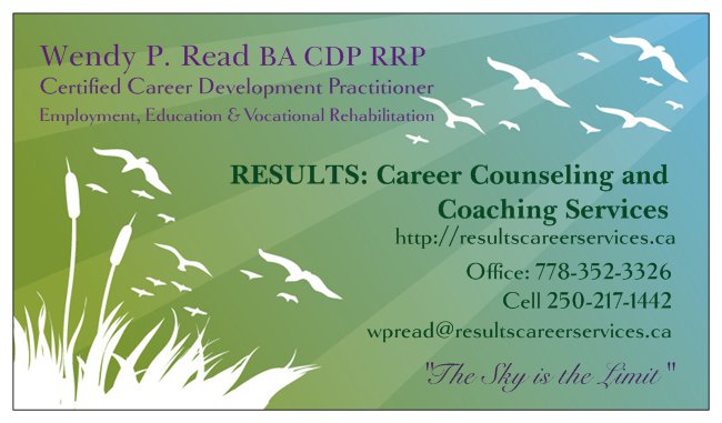 RESULTS: Career Counseling and Coaching Services | 2218 French Rd S, Sooke, BC V9Z 1J5, Canada | Phone: (778) 352-3326