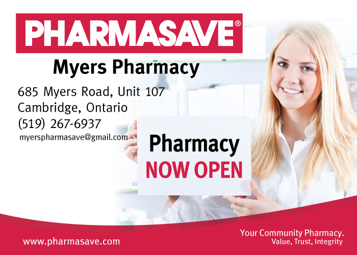 Myers pharmacy | health | 685 Myers Rd, Cambridge, ON N1R 5S2, Canada | 5192676937 OR +1 519-267-6937