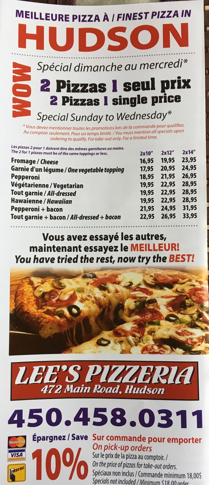 Lees Pizzeria | 472 Rue Main, Hudson, QC J0P 1H0, Canada | Phone: (450) 458-0311