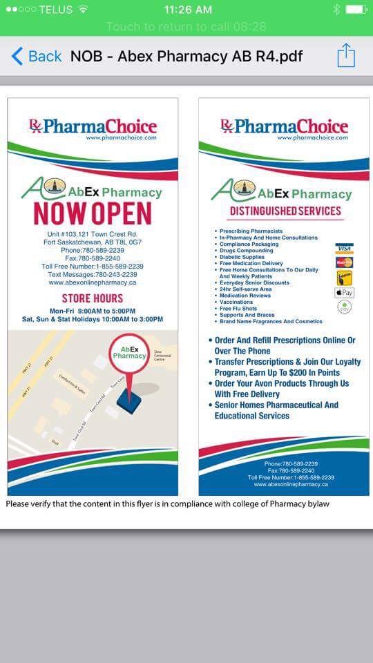 AbEx Pharmacy | 121 Town Crest Rd #103, Fort Saskatchewan, AB T8L 0G7, Canada | Phone: (780) 589-2239