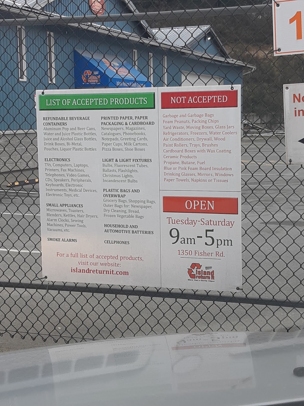 Fisher Road Recycling | 1355 Fisher Rd, Cobble Hill, BC V0R 1L2, Canada | Phone: (250) 733-2108