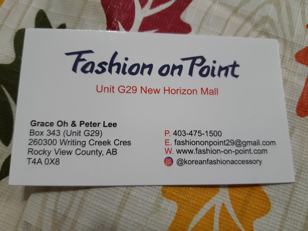 Fashion on Point | New Horizon Mall, 260300 Writing Creek Cres Unit G29, Rocky View No. 44, AB T4A 0X8, Canada | Phone: (403) 475-1500
