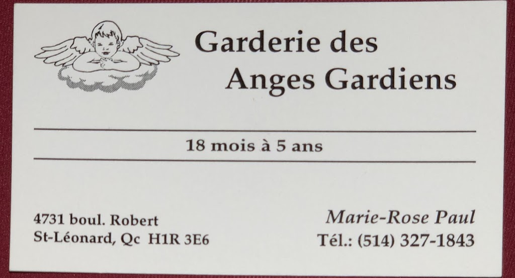 Garderie Des Anges Gardiens | 4731 Boulevard Robert, Saint-Léonard, QC H1R 3E6, Canada | Phone: (514) 327-1843