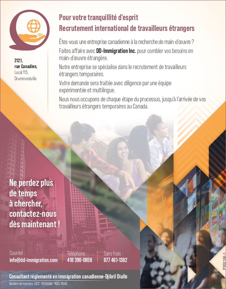 DD-Immigration Inc | 2121 Rue Canadien Local 115, Drummondville, QC J2C 7V8, Canada | Phone: (418) 390-0658