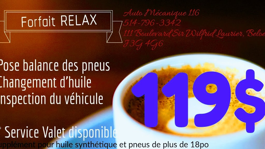 Auto Mécanique 116 | 111 Boulevard Sir-Wilfrid-Laurier, Beloeil, QC J3G 4G6, Canada | Phone: (514) 796-3342