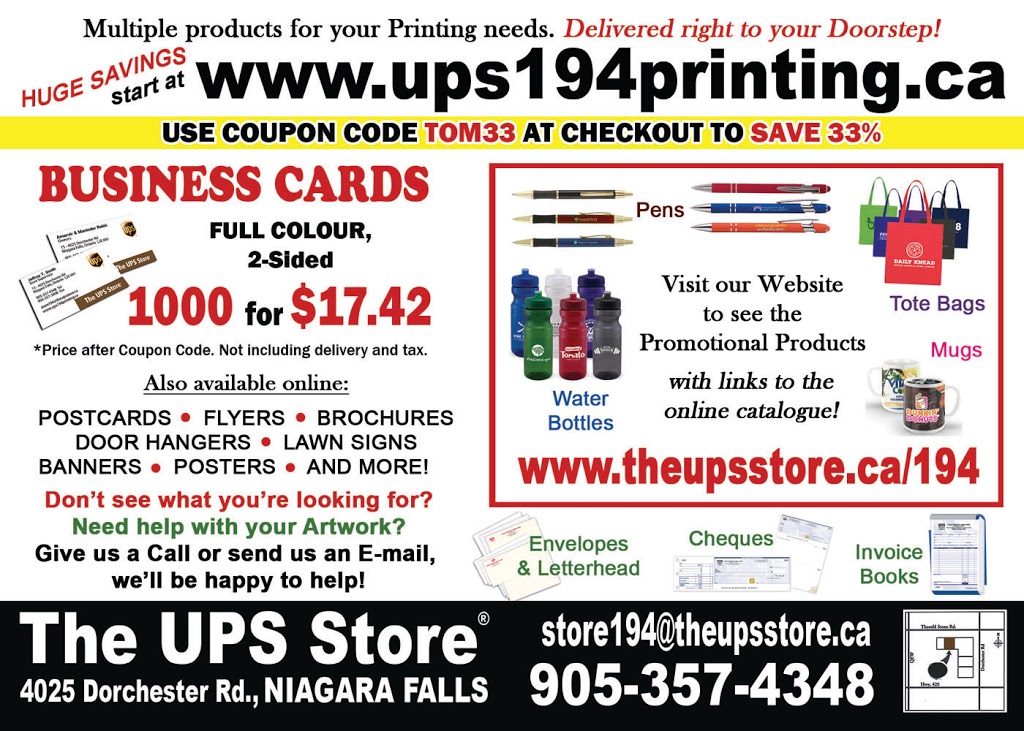 The UPS Store #194 | 4025 Dorchester Rd, Niagara Falls, ON L2E 6N1, Canada | Phone: (905) 357-4348