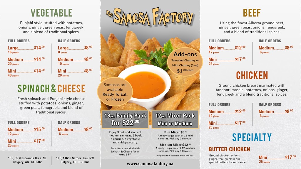 The Samosa Factory | 11652 Sarcee Trail NW #105, Calgary, AB T3R 0A1, Canada | Phone: (403) 568-1447