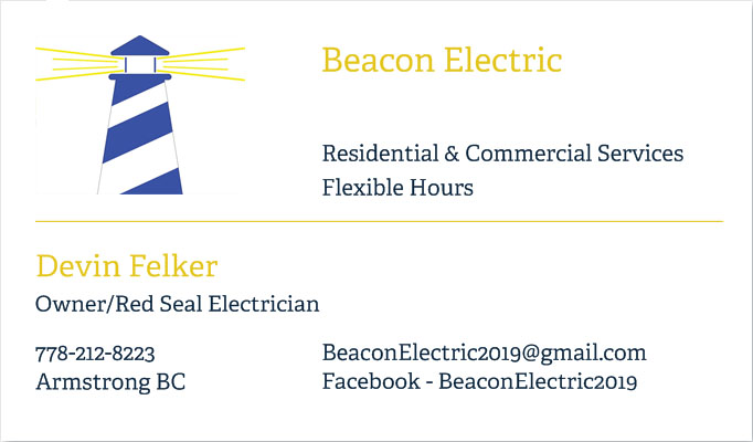 Beacon Electric | 2237 Rahn St, Armstrong, BC V0E 1B0, Canada | Phone: (778) 212-8223