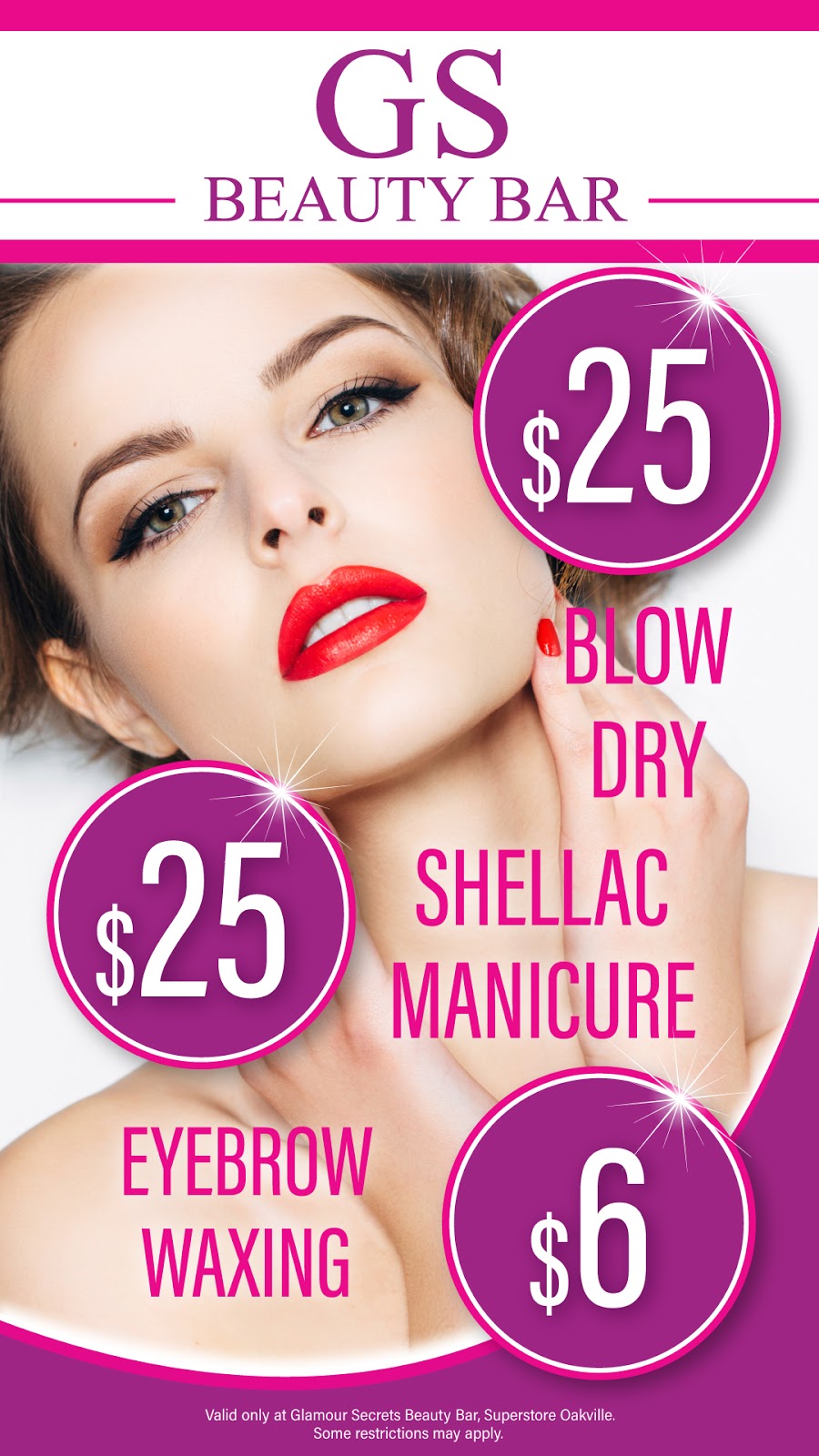 Glamour Secrets GS Beauty Bar | Oakville Superstore | 201 Oak Park Blvd, Oakville, ON L6H 6M3, Canada | Phone: (905) 208-4526