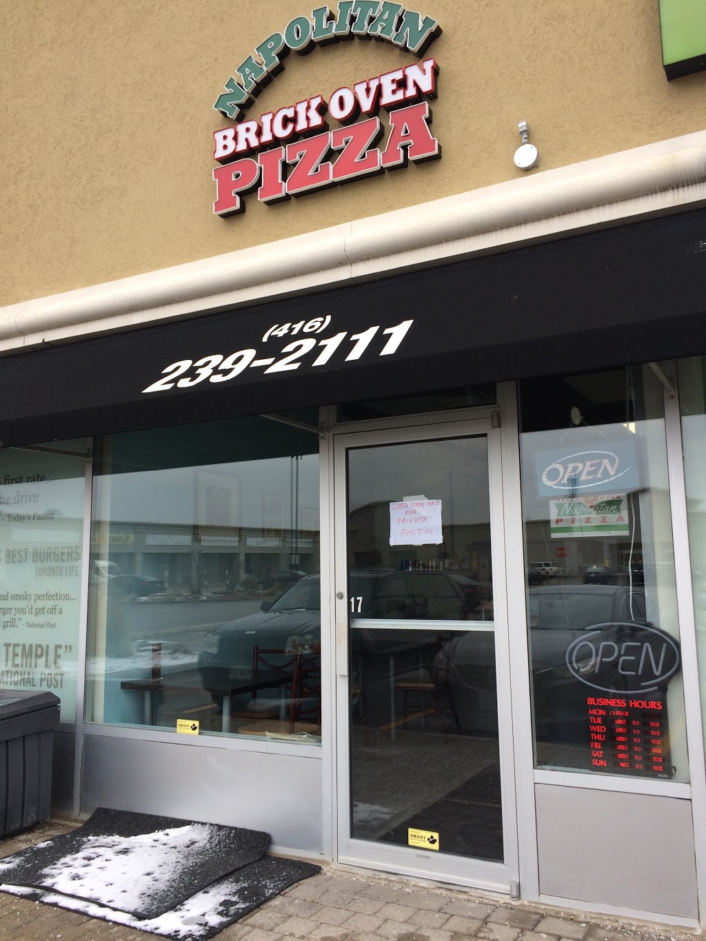 Napolitan Brick Oven Pizza | 1020 Islington Ave #17, Etobicoke, ON M8Z 6A4, Canada | Phone: (416) 239-2111