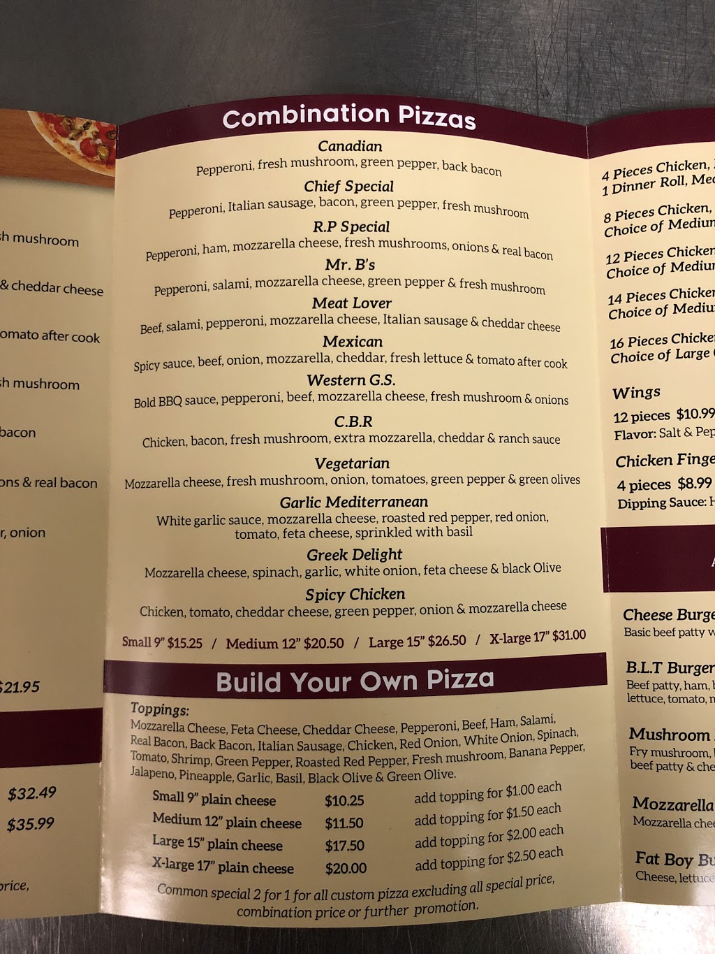 Mr Bs Pizza & Chicken | 1783 Plessis Rd, Winnipeg, MB R3W 1N3, Canada | Phone: (204) 222-6365